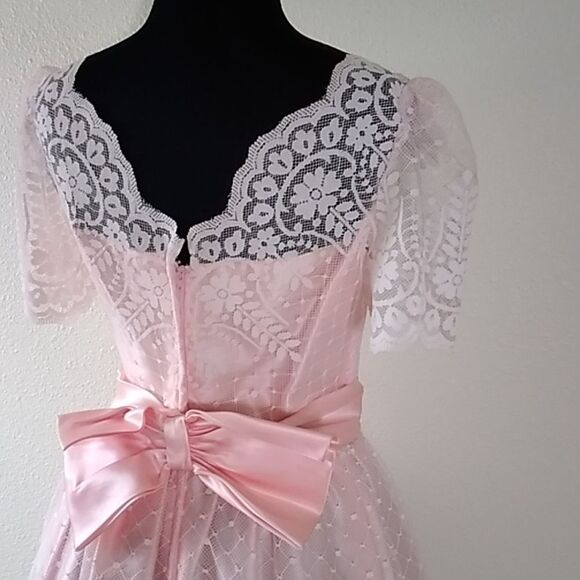 VTG ILGWU JCPENNEY WOMEN FORMAL LACE DRESS SIZE 11-12 MADE IN USA - Picture 5 of 10